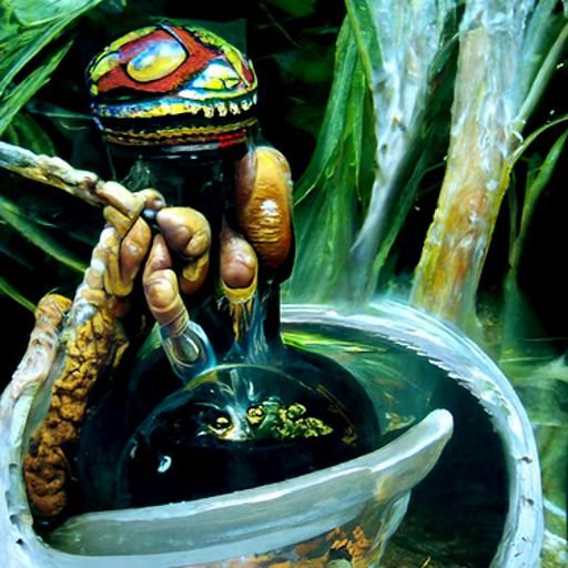 Ayahuasca Scene in Oil Painting Style