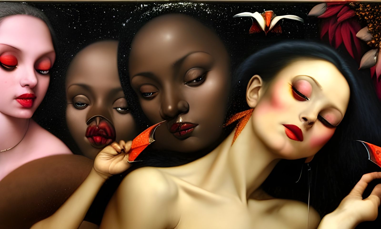 Dark Skinned Women Relaxing with Bats