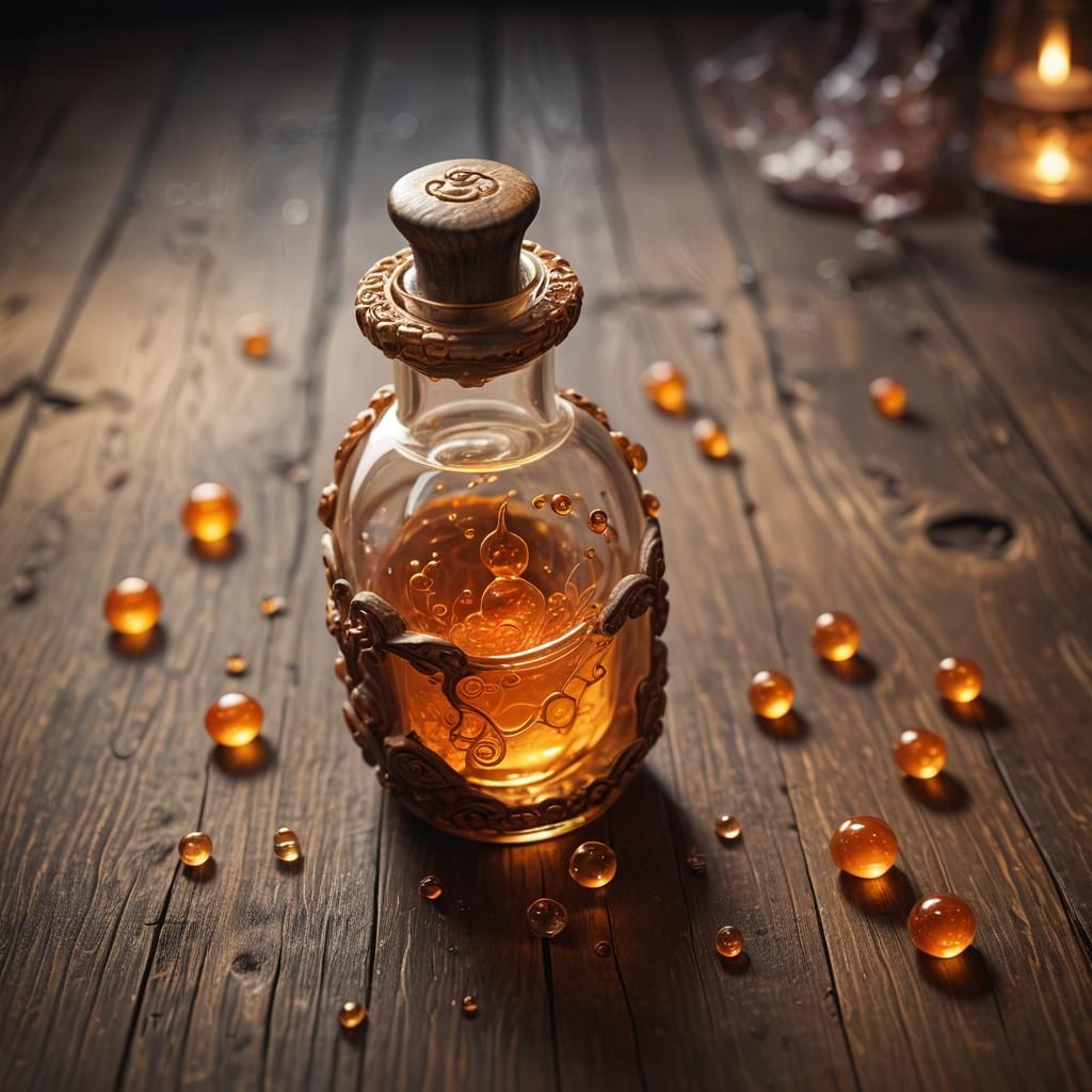 Enchanted Orange Potion in Mystical Vial