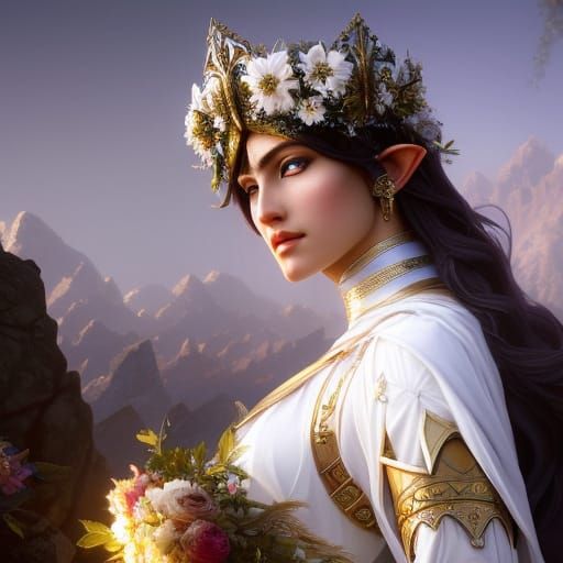 High Elf Priestess Worshipping the Moon Goddess