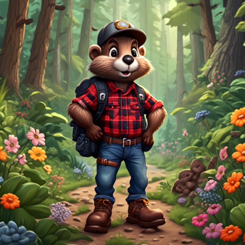 Chibi Woodchuck Lumberjack Forest Manager in Claymation Styl...