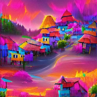 AI Generated Vibrant Village Scene