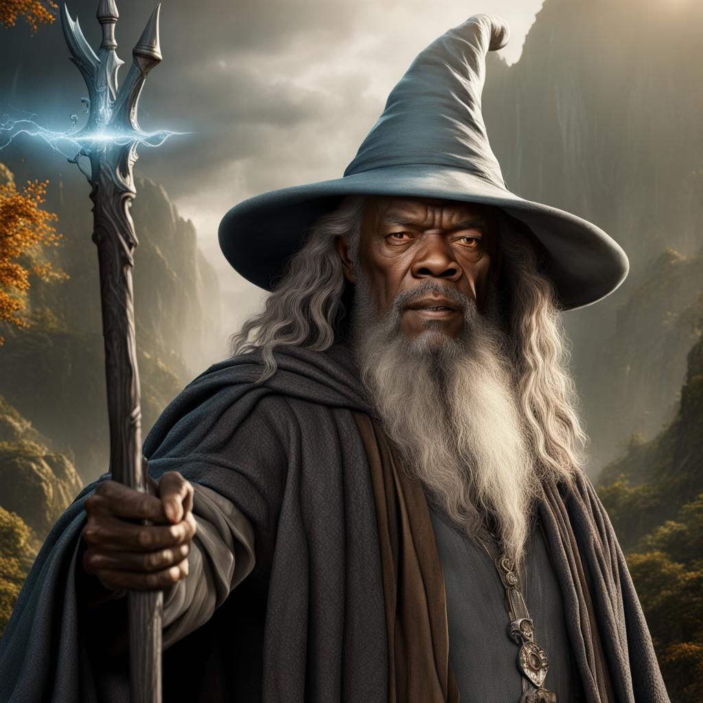 Samuel L. Jackson as Gandalf in Detailed Matte Painting