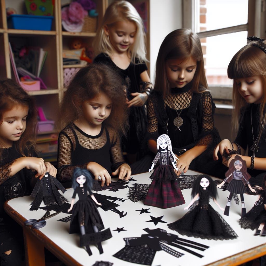 Girls Play with Gothic Paper Dolls
