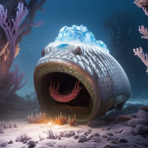 Underwater Demonic Sluggard in Dark Fantasy Style
