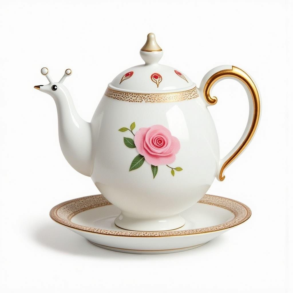 Vintage-Inspired China Teaset with Blush Pink Roses and Gold...