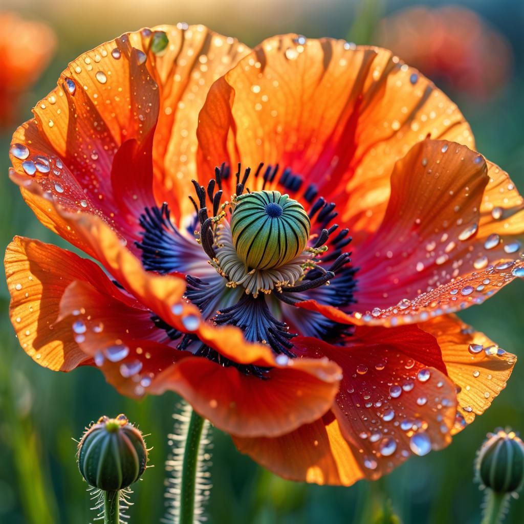 Dreamy Poppy in Golden Hour Light
