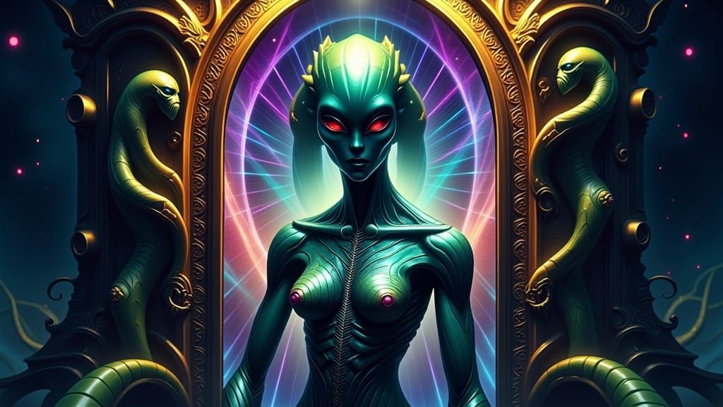 Surreal Alien Transformation in Mystical Realism Style