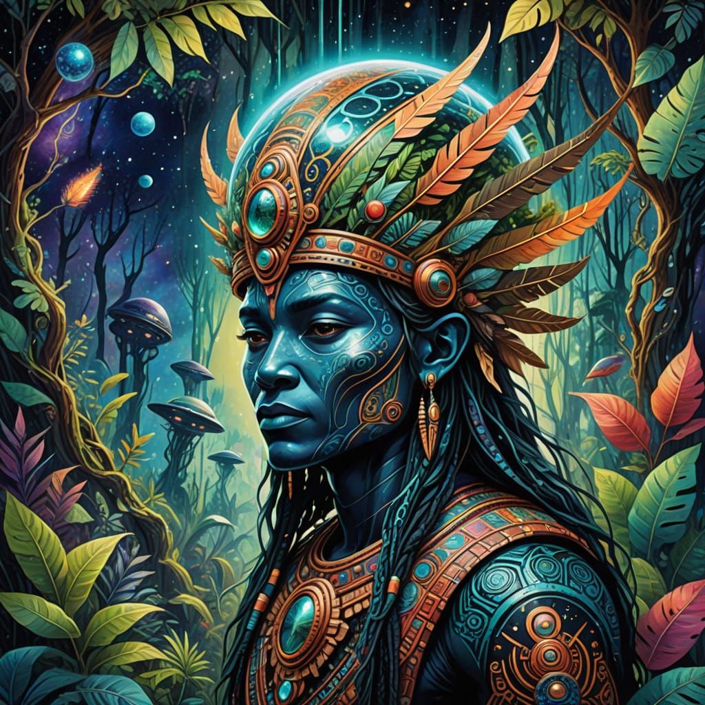 Ancient Tribes Encounter an Alien Spacecraft in Vibrant Jung...