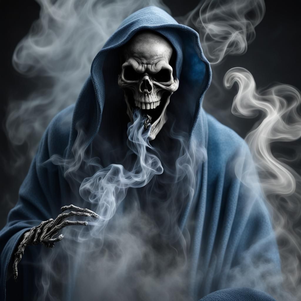 Smokey smirking Invisible Evil smoke reaper laughing made en...
