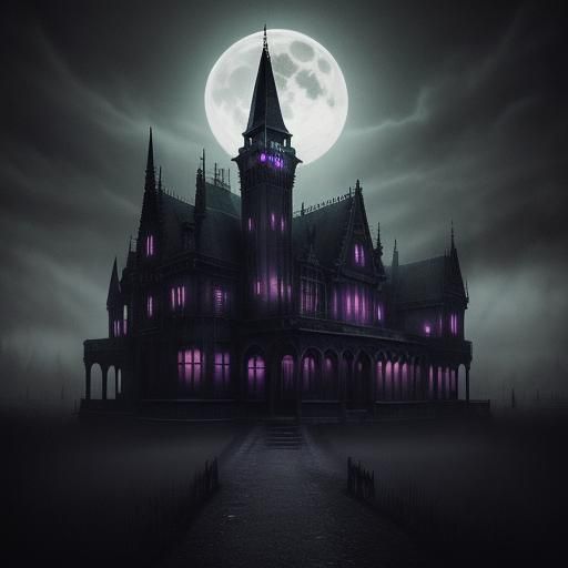 Eerie Haunted House in Surreal Gothic Style