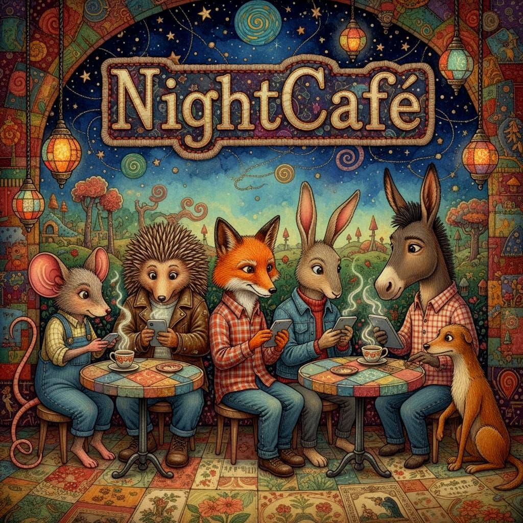Anthropomorphic Animals Enjoy Coffee and Tech in Whimsical S...