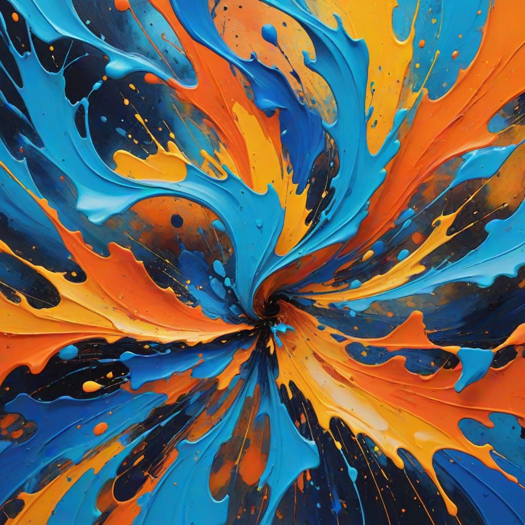 Vibrant Abstract Expressionism: Turbulent Excitement in Spla...