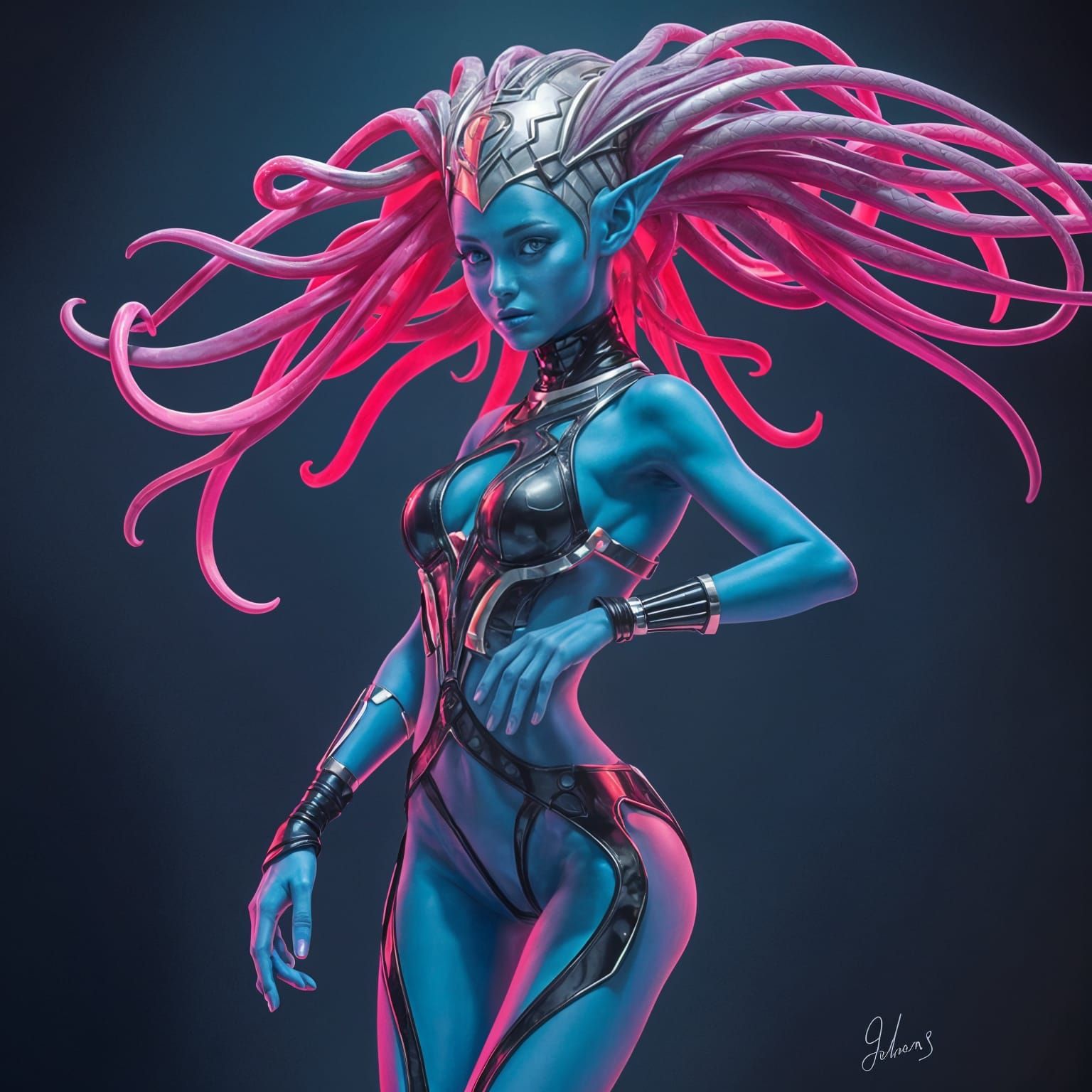 Sultry Twi'lek Dancer in Futuristic Attire