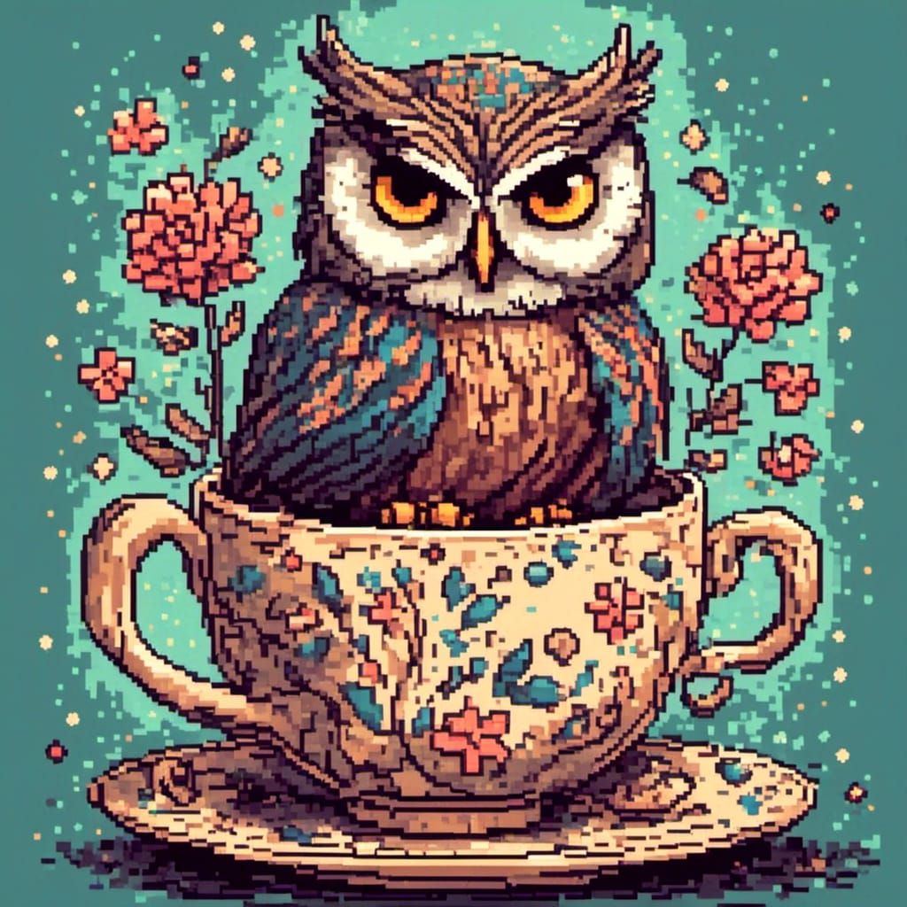 Owl in Teacup: A Whimsical Still Life