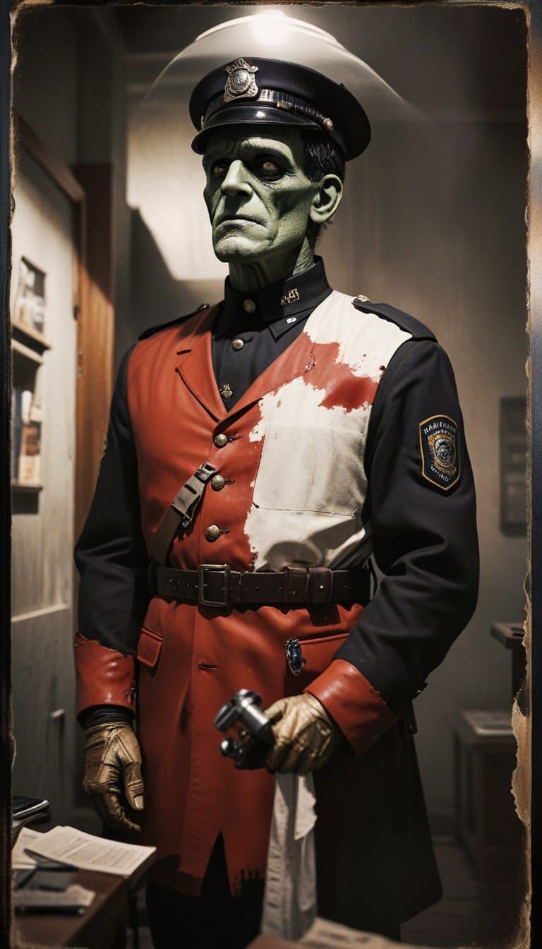 Frankenstein as Police Officer in Borja Pindado Style
