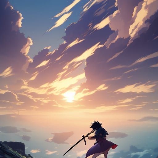 Epic Anime Battle Inspired by Ghibli and Shinkai