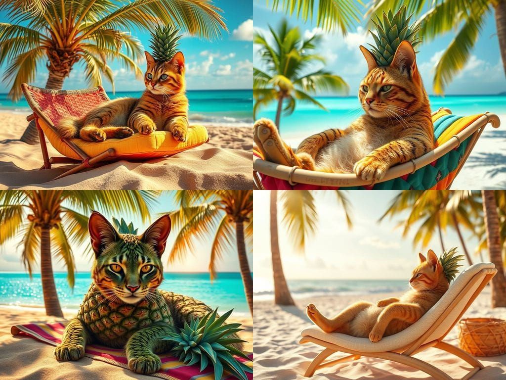 Summer Sunset Catpineapple at Beach