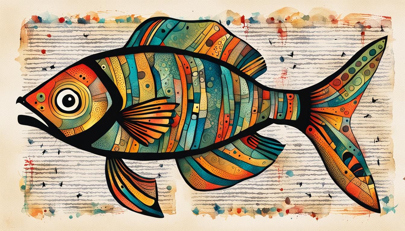 Whimsical Fish Reading Book: Typographic Ink Poster