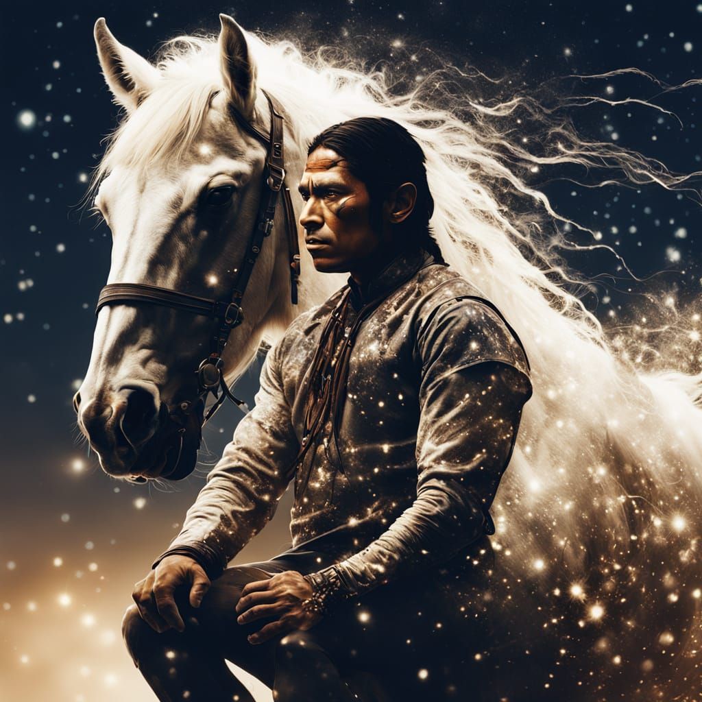 Ethereal Stallion Double Exposure in Photorealistic Style