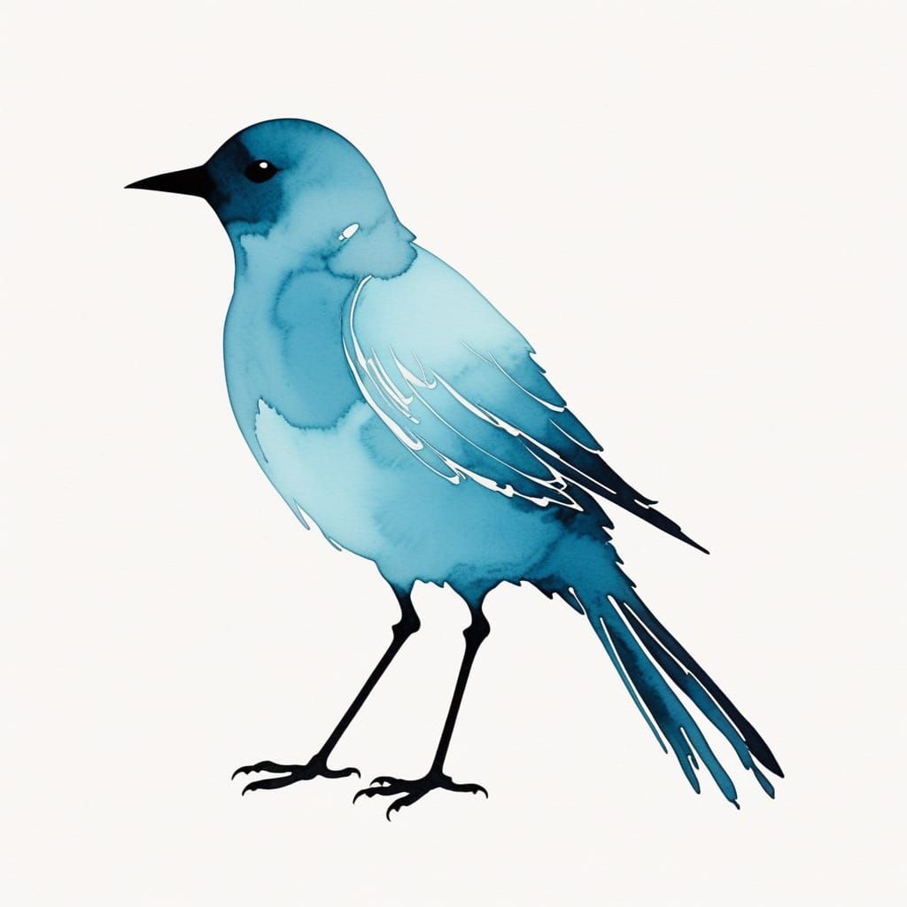 Ethereal Blue Bird Silhouette