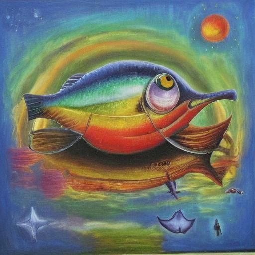 Surreal Fish in Corn Field, Salvador Dali Style