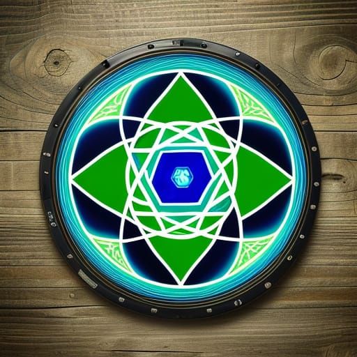 Powerful Sapphire Hex Sign Folk Art Shield