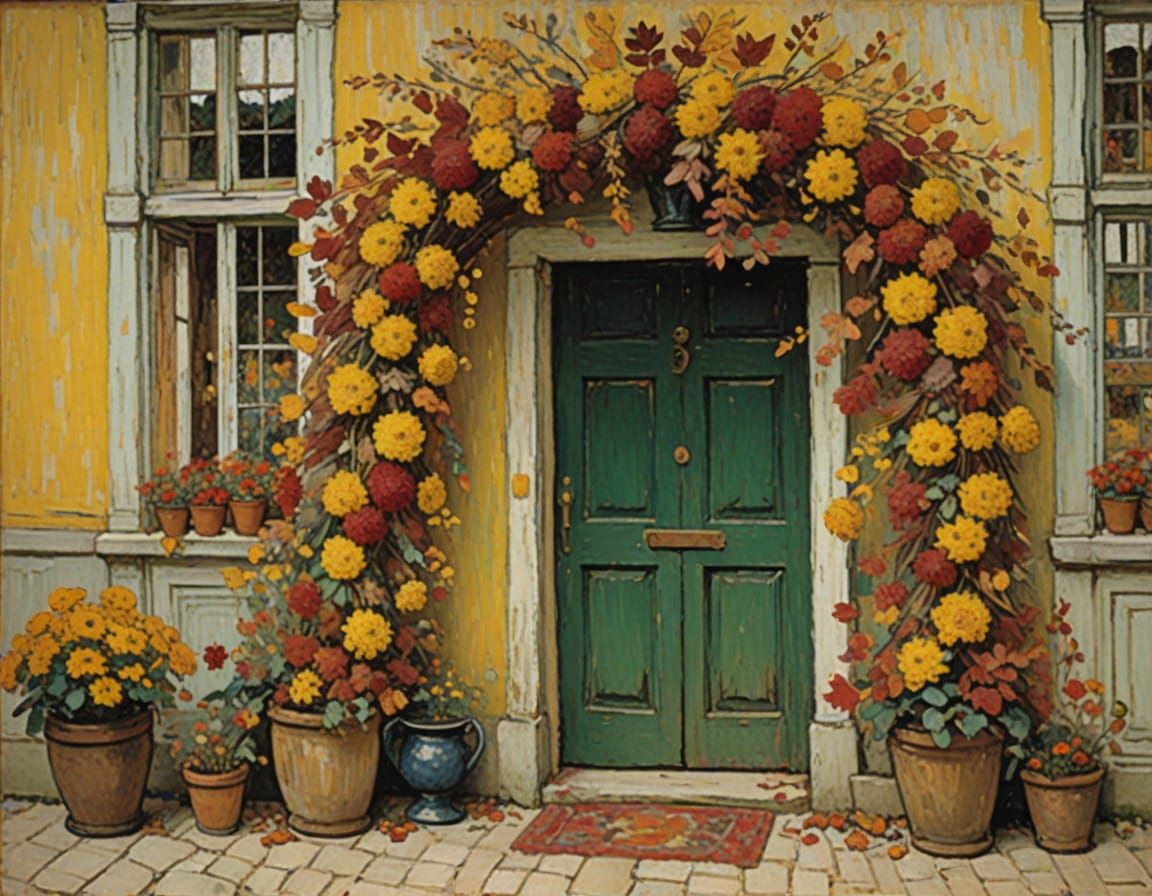 Autumn Wreath in Whimsical Watercolor