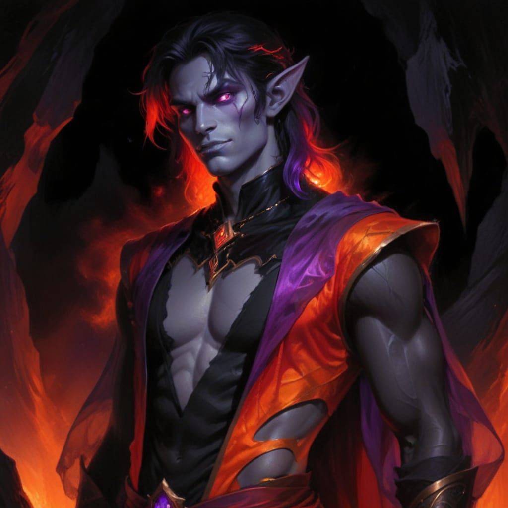 Elf Mage in Shadowy Cave with Vibrant Mage Uniform