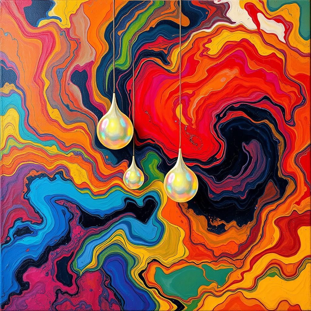 Abstract Swirl Painting with Iridescent Accents