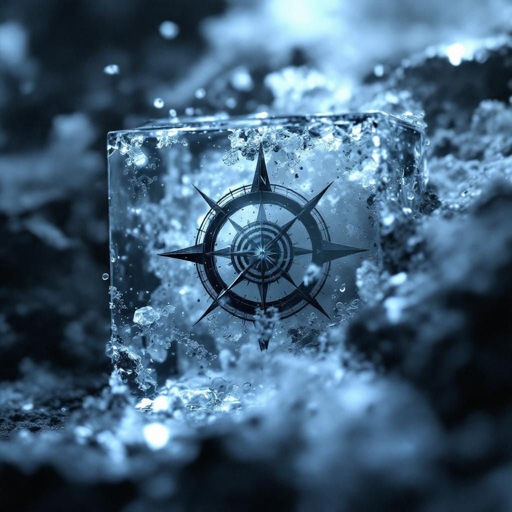 Fog-Lit Geometry: Compass in Glass Cube