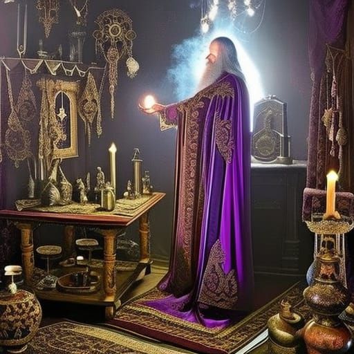 Mystical Wizard in Dark Academia Style Portrait