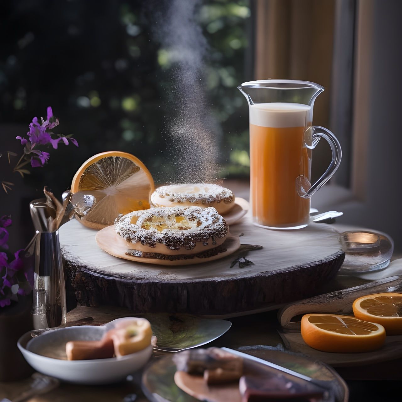 Delicious Breakfast Pastry in Garden Setting: Photorealistic