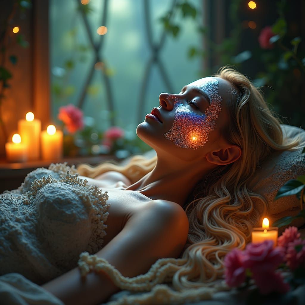 Iridescent Face Mask in Fantasy Chamber