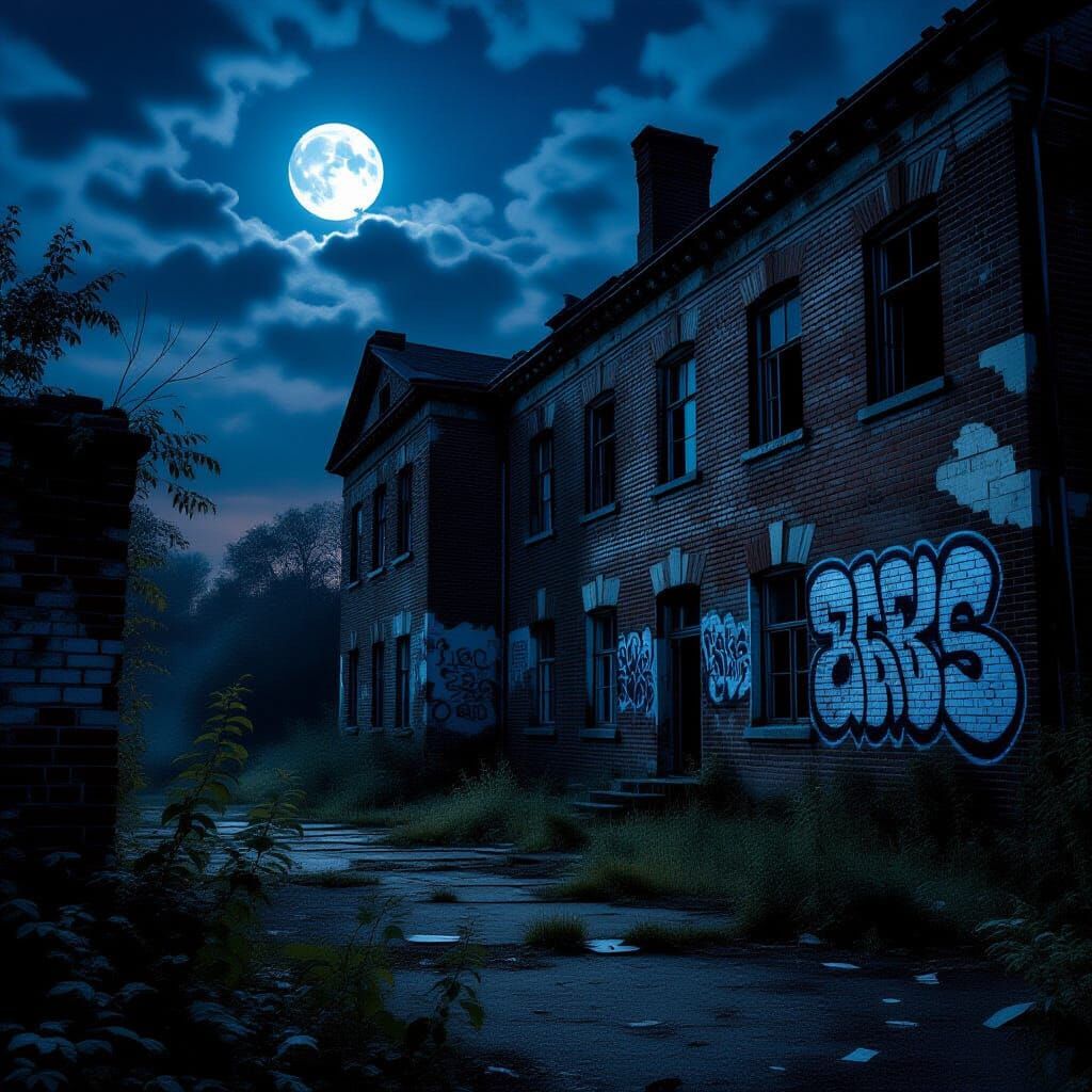 Haunting Abandoned Hospital Wall at Dusk