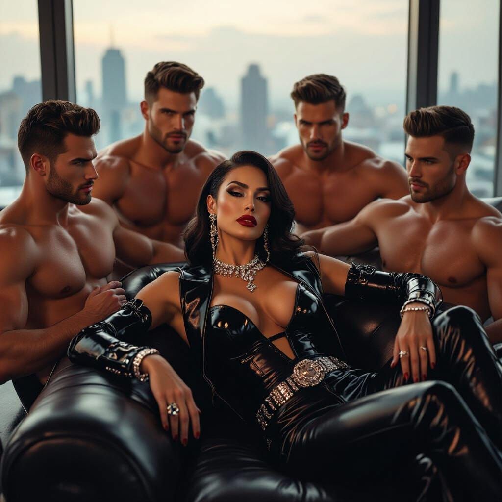 Poised Woman in Penthouse: Hyper-Realistic Erotic Art