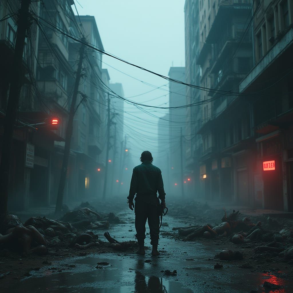 Post-Apocalyptic Cityscape in a Haunting Atmosphere