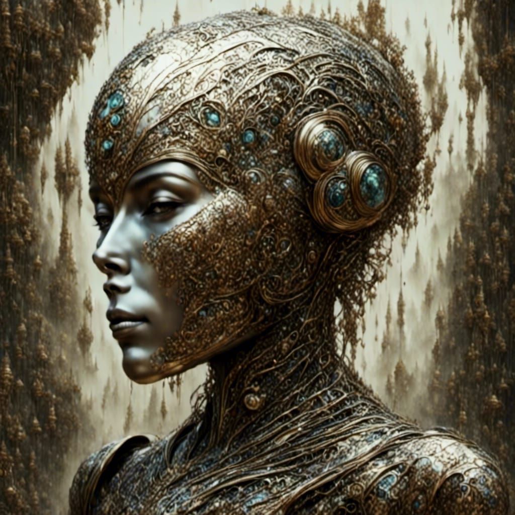 Cyborg Fabergé Egg: Gildpunk Museum Sculpture