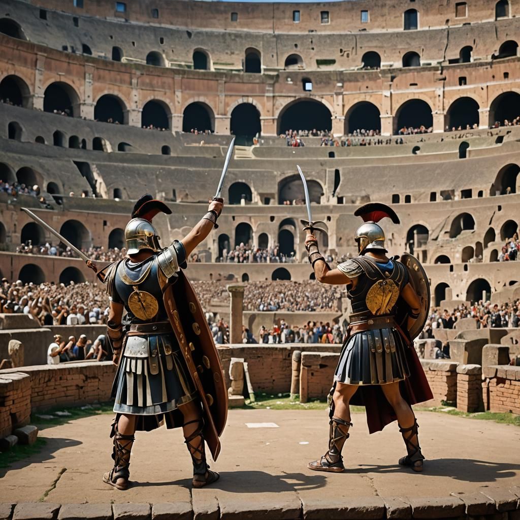 Gladiators Salute the Emperor in the Colosseum