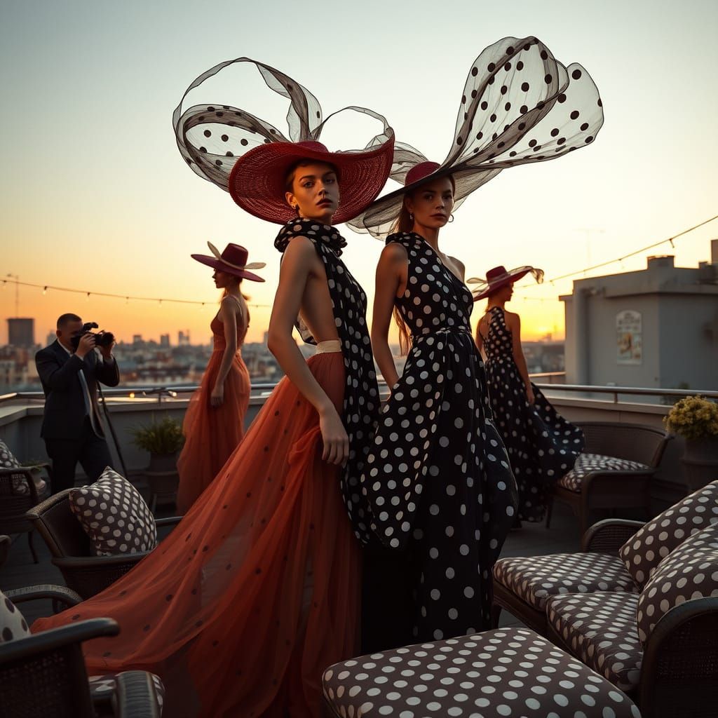 Vintage Rooftop Fashion Show at Sunset
