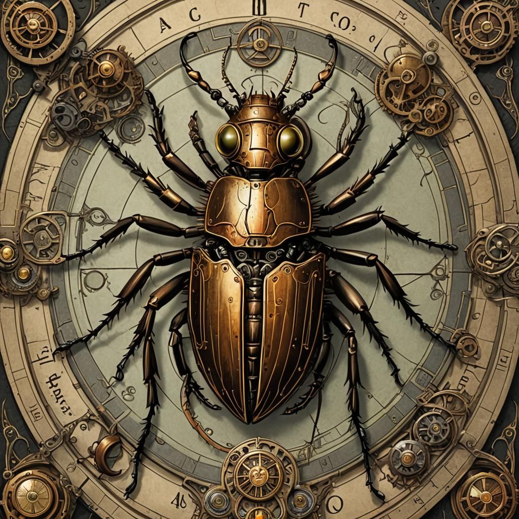 Steampunk Tarot Card of Insects
