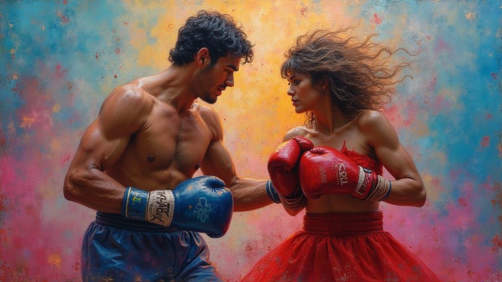 Dynamic Colorful Boxing Beauties in Artistic Styles