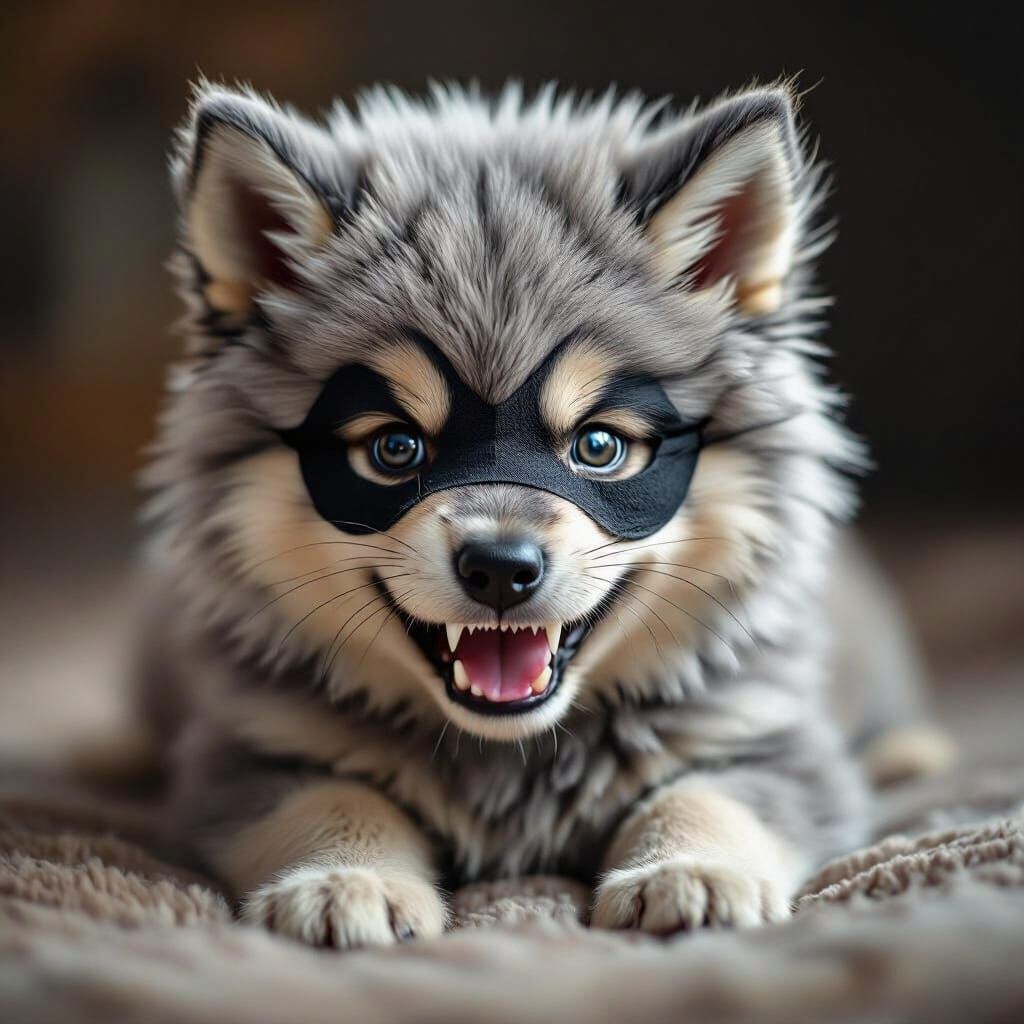 Fluffy Puppy Wears Wolf Disguise, Innocent Eyes Fierce