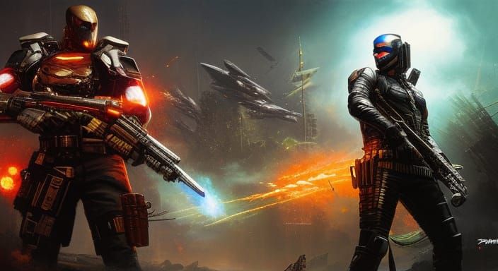 Steampunk Deathstroke Obliterator in Dystopian Landscape