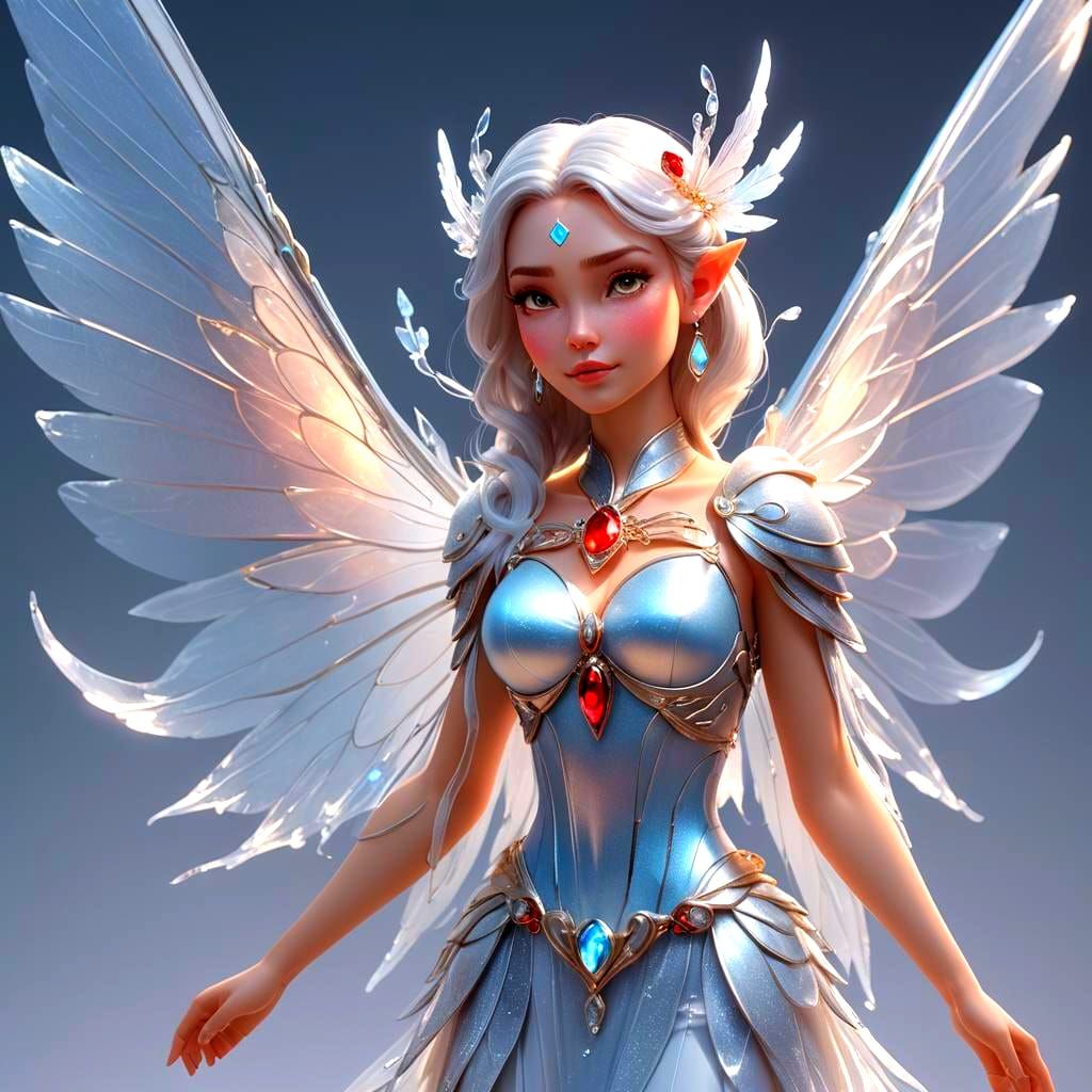 Air Elemental Fairy with Crystal Coating, 3D Art