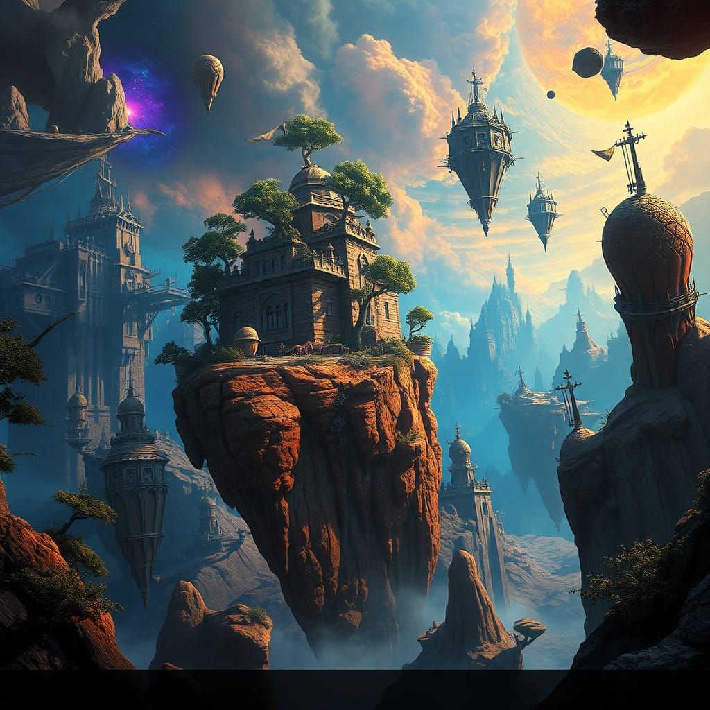 Dreamlike Earthscape: Gravity-Defying World in Vibrant Color...
