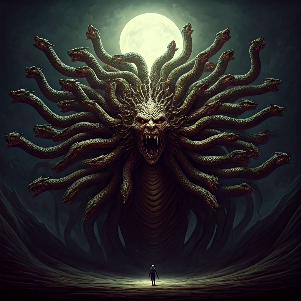 Gigantic Hecatoncheire in Dark Mystical Style