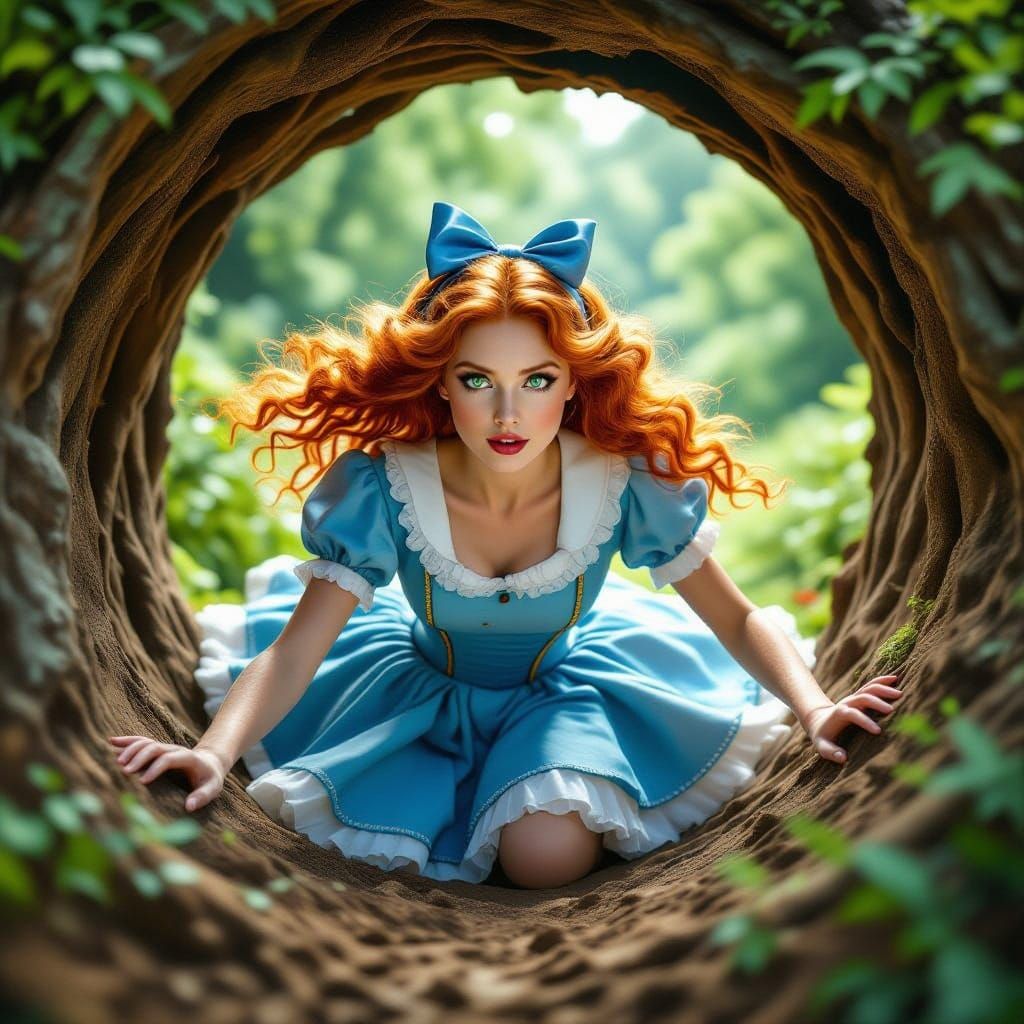 Ethereal Alice in Wonderland Portrait in Hyper Realistic Sty...