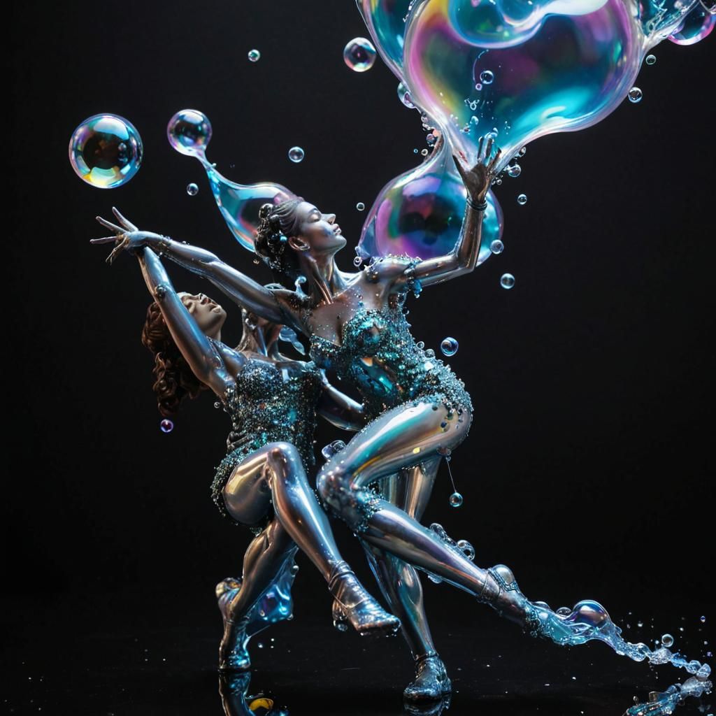 Iridescent Soap Bubble Elgand Dancers in Baroque Sci-Fi
