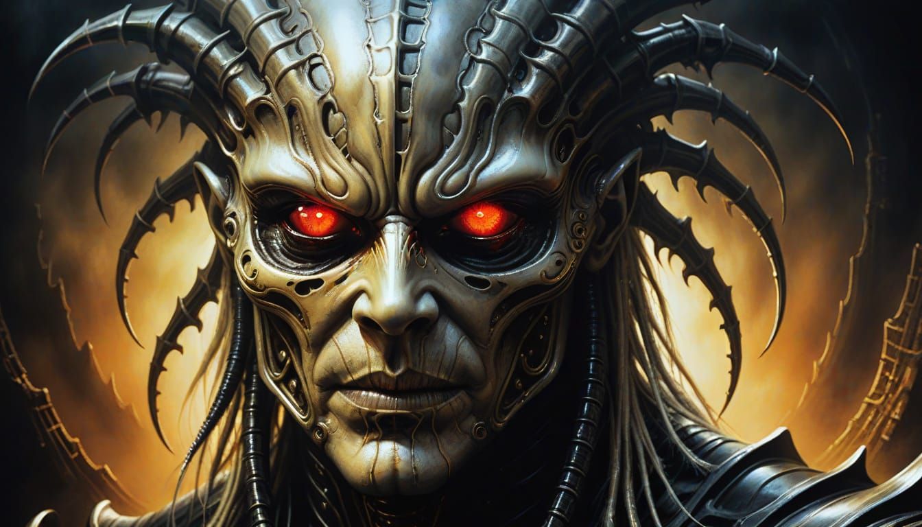 Man's Transformation into Dark God, H.R. Giger Style
